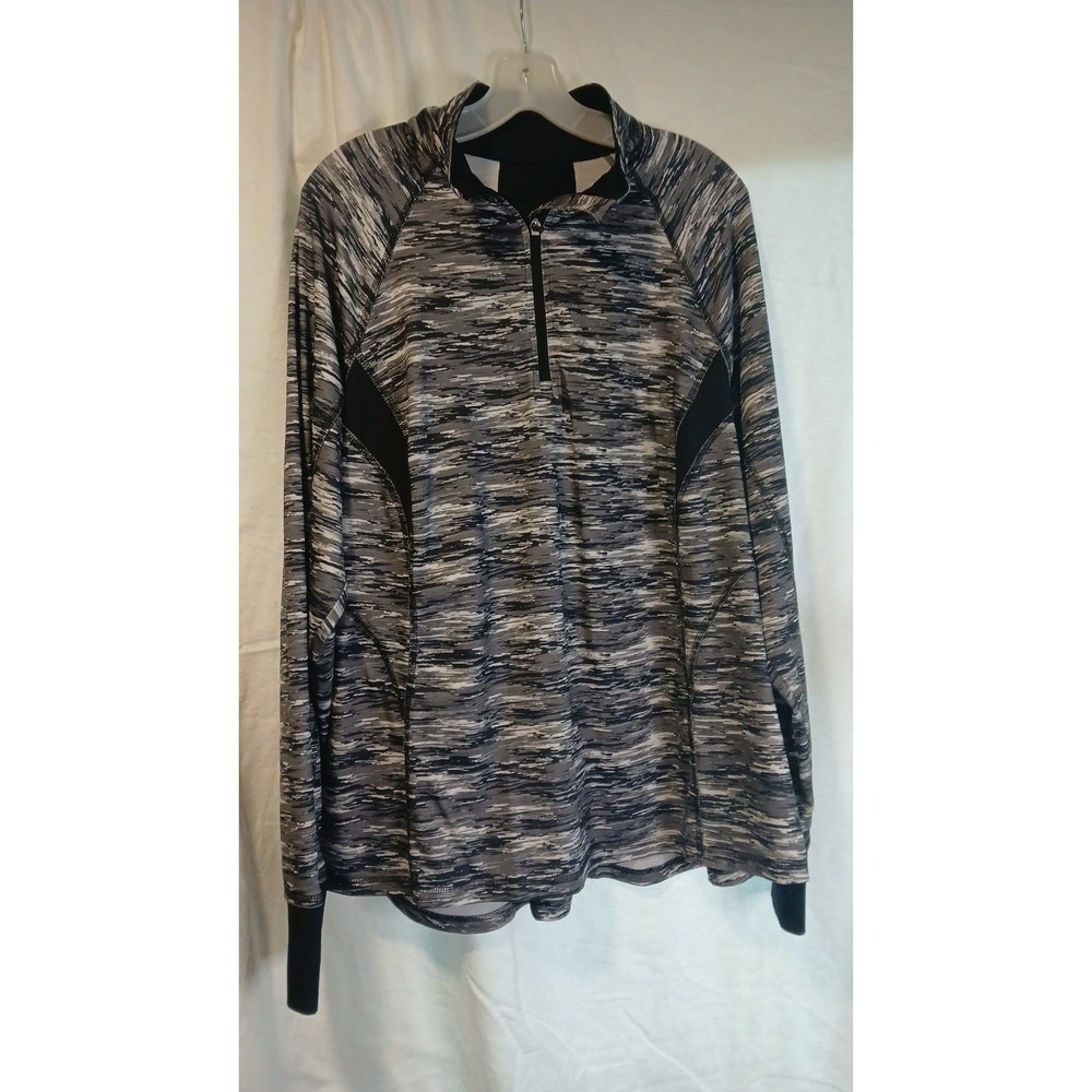 Danskin Now Womens 2X Space Dye Quarter Zip Pullover Long Sleeve Thumb Holes